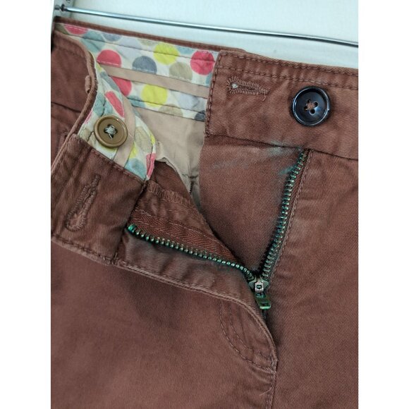 Boden Chino Pants Womens 6 Brown Straight Leg Mid Rise Flat Front Preppy Classic - Picture 5 of 12